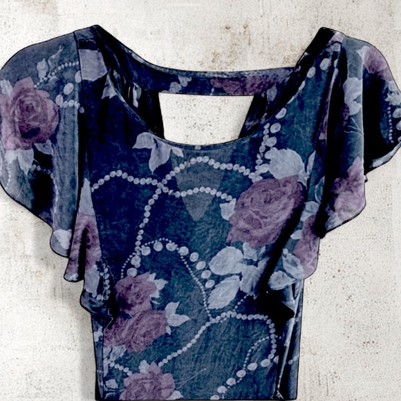 EUC Rebecca Taylor Dark Washed Gray/Purple Floral Silk Sheath Dress Sz 4/Small - Picture 4 of 4